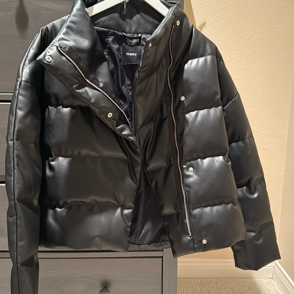 THEORY faux Leather Puffer Jacket - Picture 1 of 4